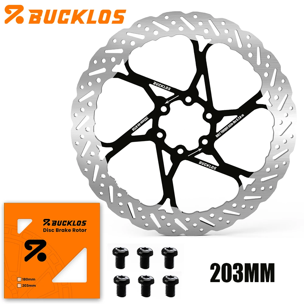 BUCKLOS Fahrrad-Bremsscheibe 140mm 160mm 180mm 203mm Ultraleichte Rennrad- und Mountainbike-Hydraulikbremsscheiben mit 6 Schrauben