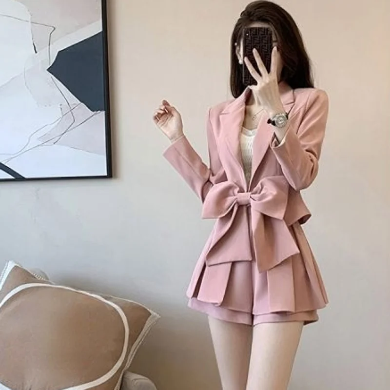 Pink Blazer Suit 2 Piece Outfits 2024 Women\'s Matching Sets Summer Sexy Skirts Skirt Korean Set of Two Fashion Pieces for Women