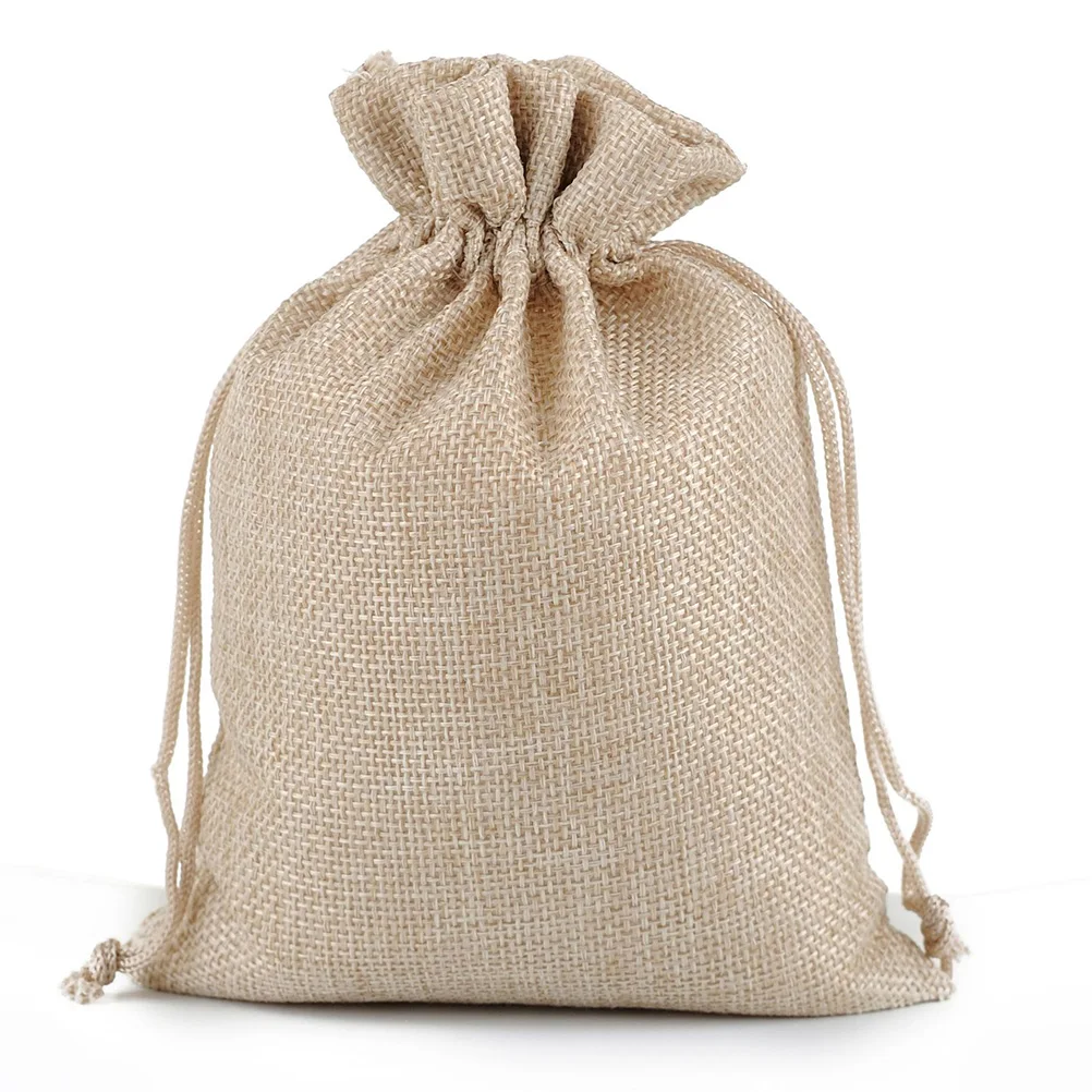 

12 Pcs C y Cookies Bag Drawstring Beige Linen Storage Container Gift Jewelry Pouch Breathable Kids Christmas Favor