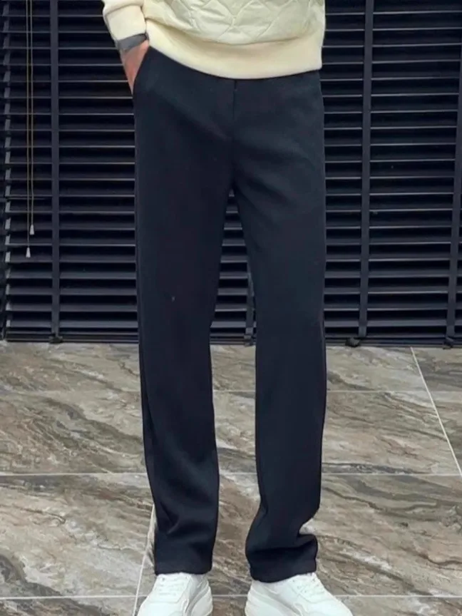 

Мужские утепленные вязаные брюки из смесовой шерсти с ацетатом Cloud Soft, осенне-зимняя новинка, модные прямые брюки