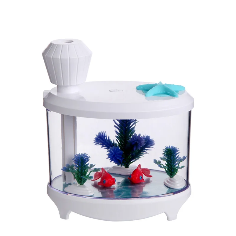 

Creative Fish Tank Air Humidifier Diffuser Colorful Night Light DC5V USB Mini Mist Maker 460ML Water Diffuser White