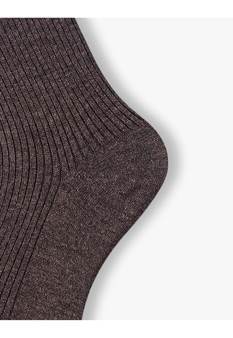 2-farbige Woll-Kniestrümpfe für Damen, gestrickte lange Socken, farblich abgestimmte gerippte warme Wintersocken, 1 Paar, weich, für den Urlaub – Detail 17