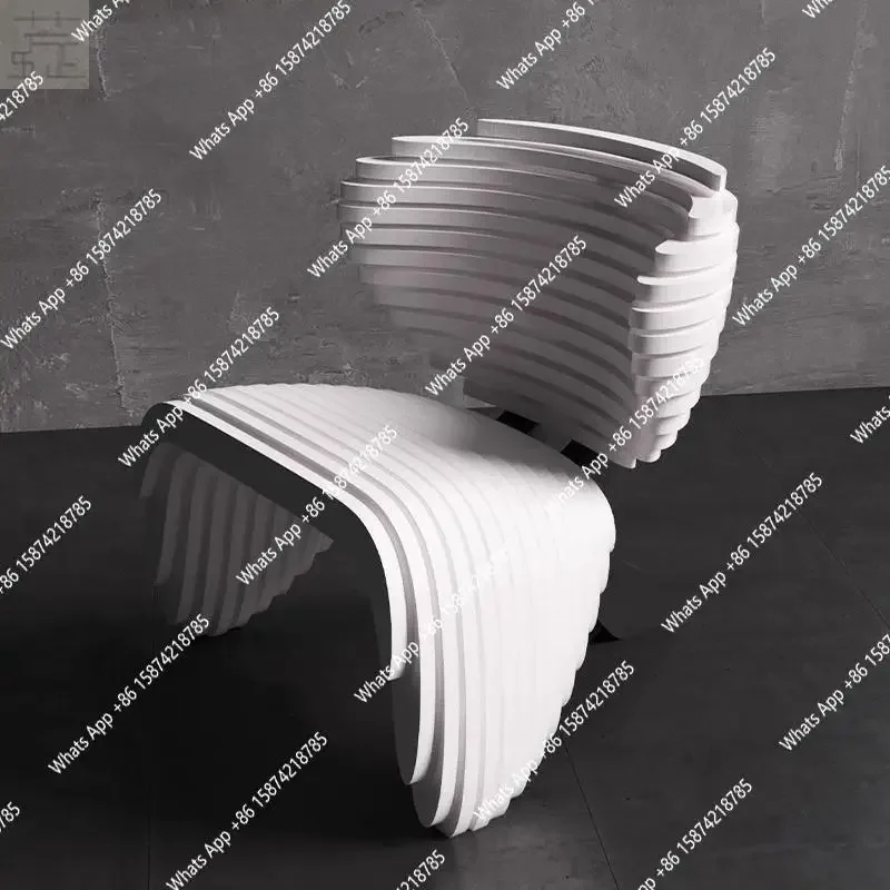 A69 Designer Creative Custom Slice Chair Striped Fiberglass Seat Solid Wood Seat Leisure Chair
