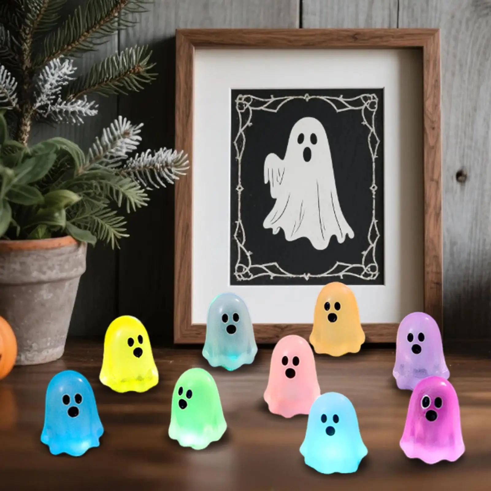 

Resin Ghost Halloween Resin Figures Miniature Ghost 50 Pieces Luminous Halloween Decorations For Office Shelf Landscape Garden