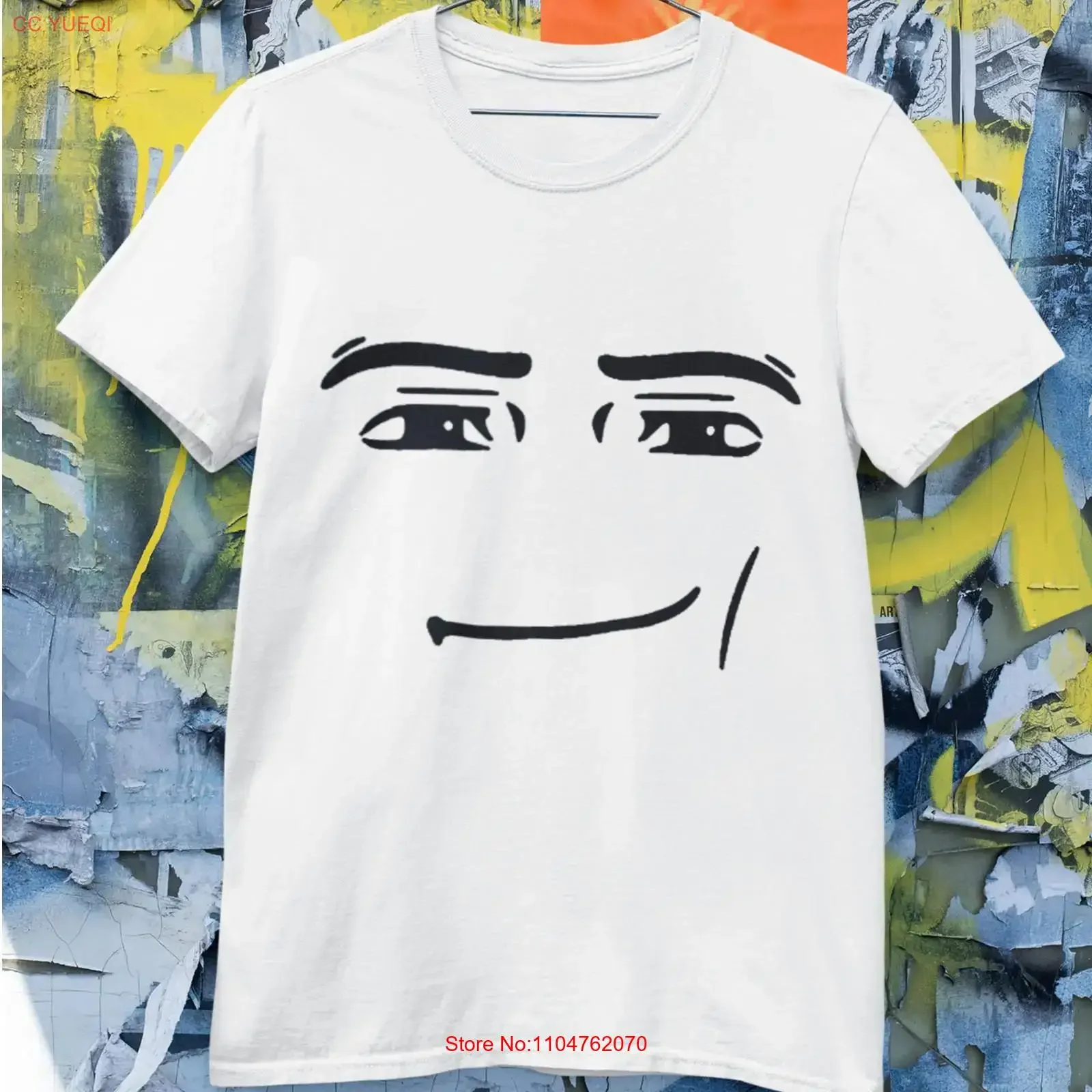 Funny Smirk Face Meme T Shirt Minimalist Expression long or short sleeves vintage Washed Breathable fashion Unisex Stretched