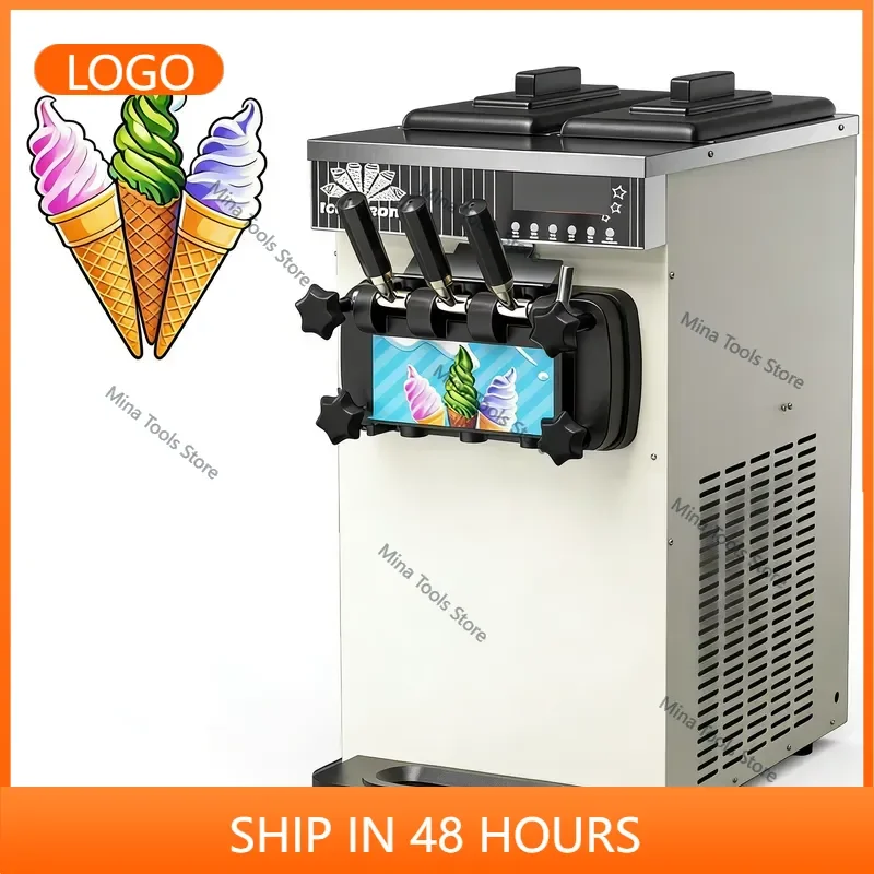 3-Flavor Semi-Automatic Stainless Steel Ice Cream Machine 1300W Desktop for Beverage Factory Milk-Based Snack