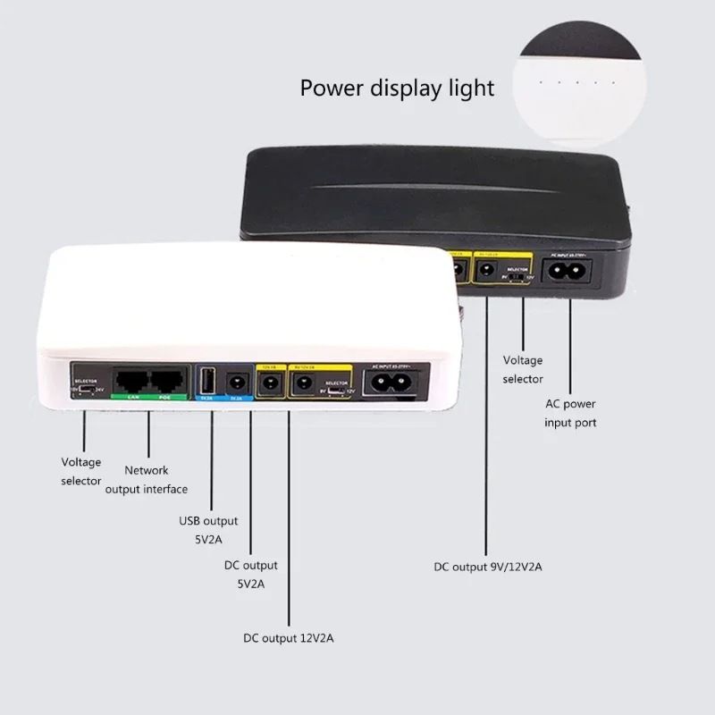 Mini UPS with POE Function 18W/36W 5V9V12V24V USB Port Reliabiliy Power Backup for Essential Devices Routers Security Cameras