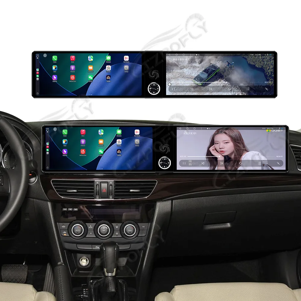 

12,3-дюймовый автомобильный радиоприемник с двойным экраном Android для Mazda Atenza 2014-2016 CarPlay мультимедийный видеоплеер автомобильный GPS-навигатор стерео 4G