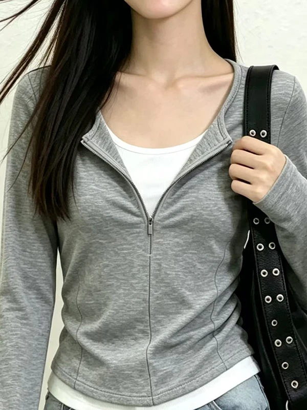 Color Block Half Zip Long Sleeve Women's Sweatshirt Slim Fit Base Layer Shirt Simple Top Warm T-Shirt Knitted Wear Autumn 2026