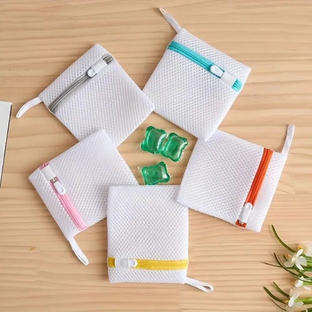 Easy Storage Mini Small Mesh Laundry Bag Single-Layer Polyester Machine Zipper Bag Zipper Mesh Laundry Pods Washing Pouch Travel