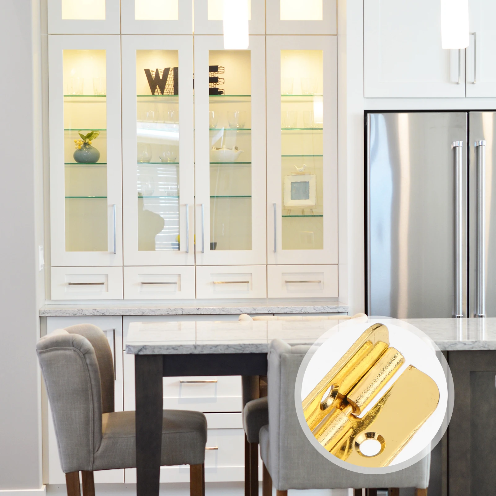 

2pcs Golden 190mm Furniture Cabinet Heavy Duty Zinc Alloy Smooth Anti Rust Furniture Hinge Strong Durability Hardware