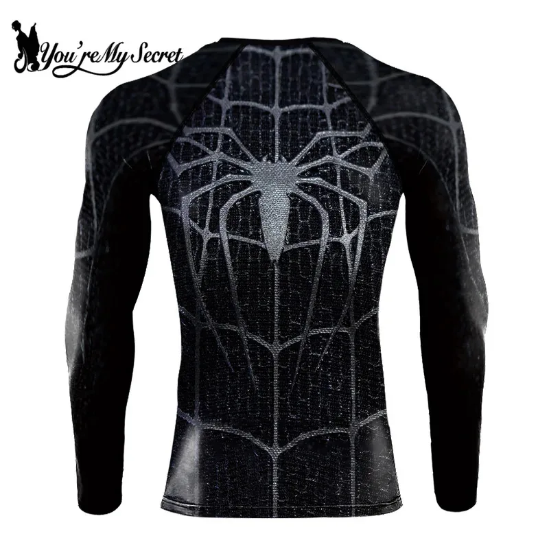 A888 [Ты мой секрет] Компрессионная рубашка Мужская футболка для фитнеса в тренажерном зале с принтом паука Рашгард Футболка Хэллоуин Косплей Костюм PartyB666@!