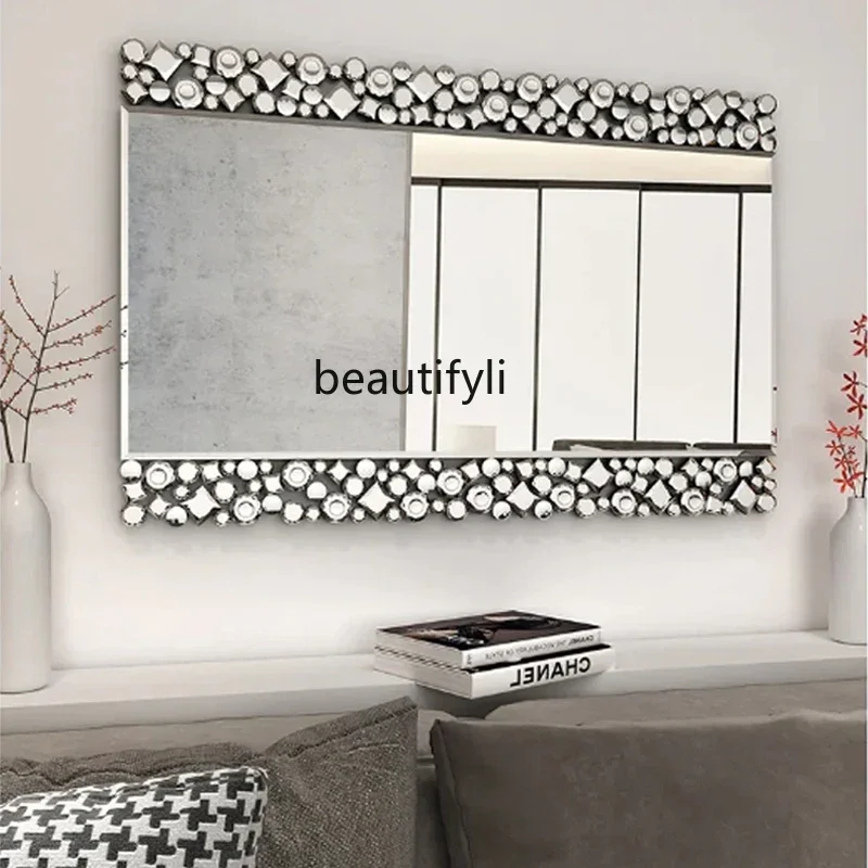 

LJYCustomized glass mirror wooden frame vertical premium lens invisible makeup decorative mirror retro