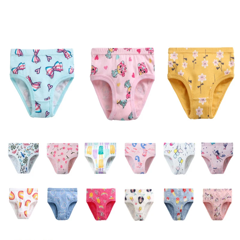 3PCS/SET Girls Panties Cotton Children\'s Underwear Cute Printing Cartoon Briefs For Girls Baby Shorts Children Christmas Gift