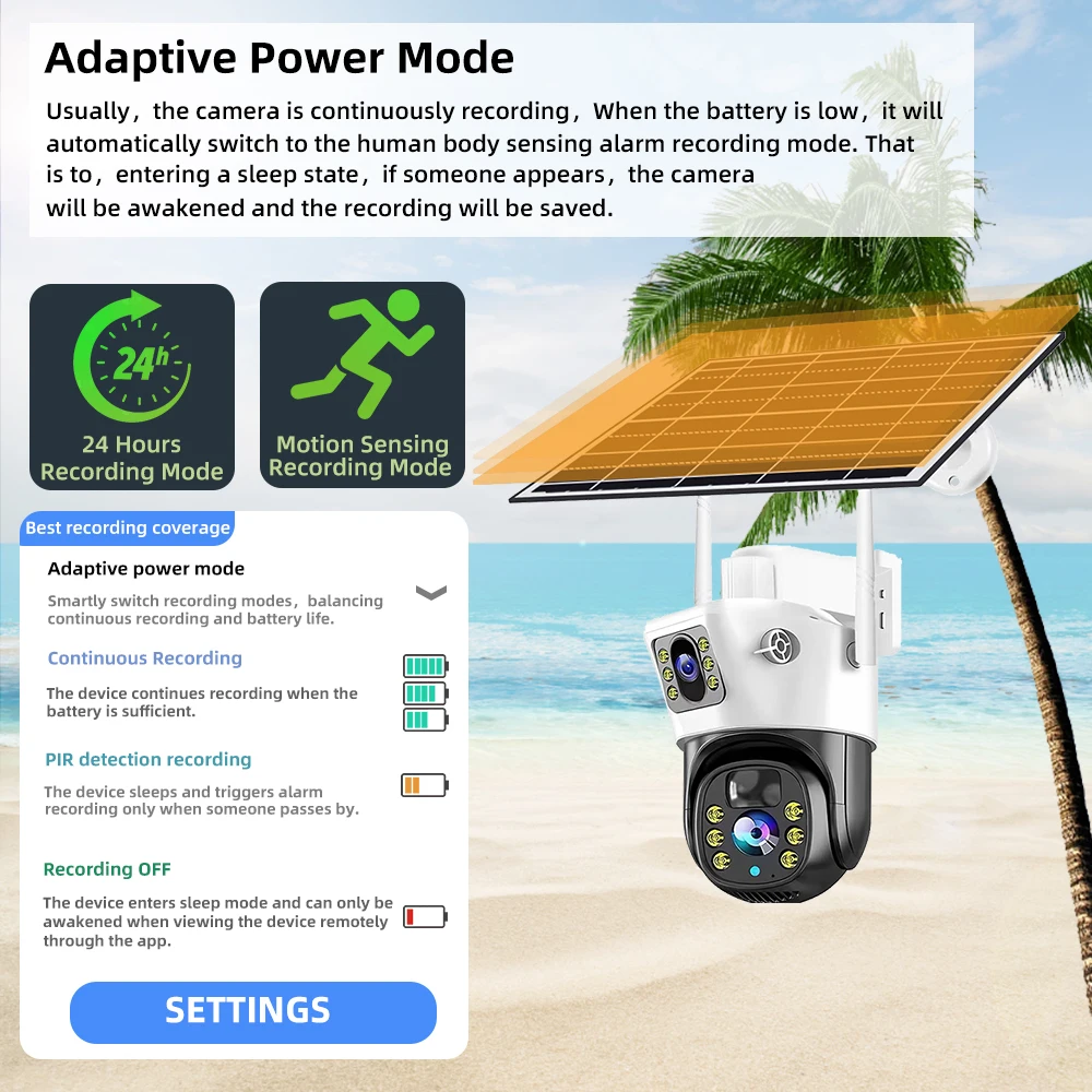 8MP Solar 4G SIM Card Wifi Outdoor IP Security CCTV HD Surveillance PTZ Camera Night Vision PIR Human Detection V380 PRO