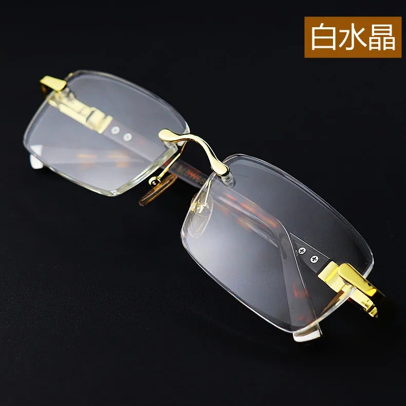 

Light luxury crystal stone mirrors, men's eye-catching sunglasses, gentlemen's frameless white crystal cool flat mirrors