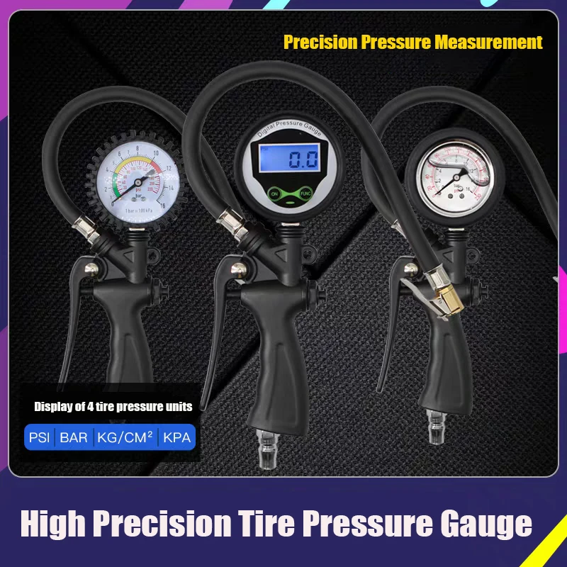 Tire Pressure Gauge Air Pressure Gauge Car Tire Inflation High-PrecisionTire Pressure Detector Gas Filling And Inflation Gun