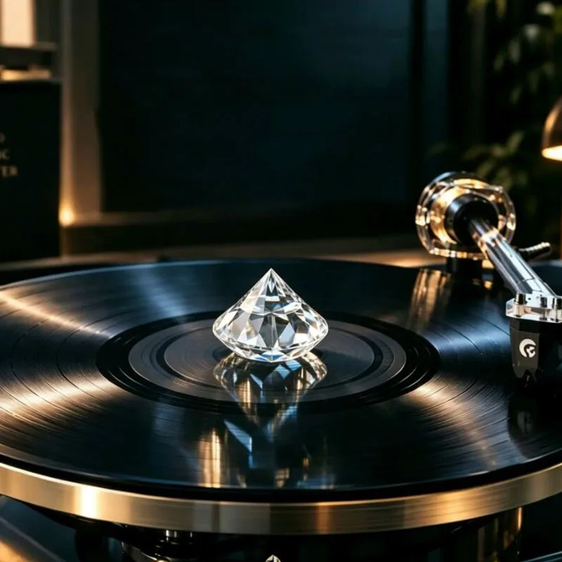 Clear Crystal Glass Vinyl Record Weight Stabilizer, Diamond Pyramid Turntable Disc Stabilizer 80mm 240g LP Player Accessory