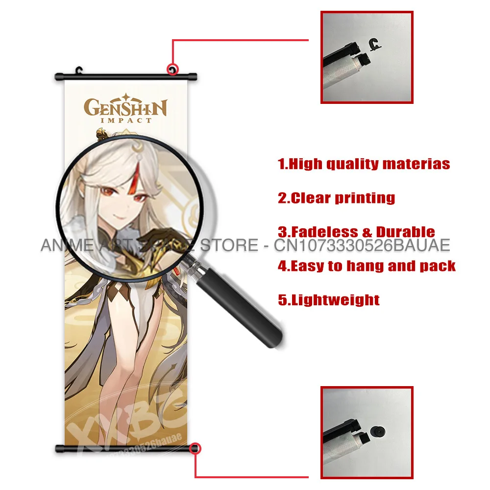 Genshin Impact Hängegemälde Kawaii Klee Spiel Dekorative Poster Kujo Sara Scrolls Bild Mona Home Decor Lisa Wandkunstwerk – Detail 6