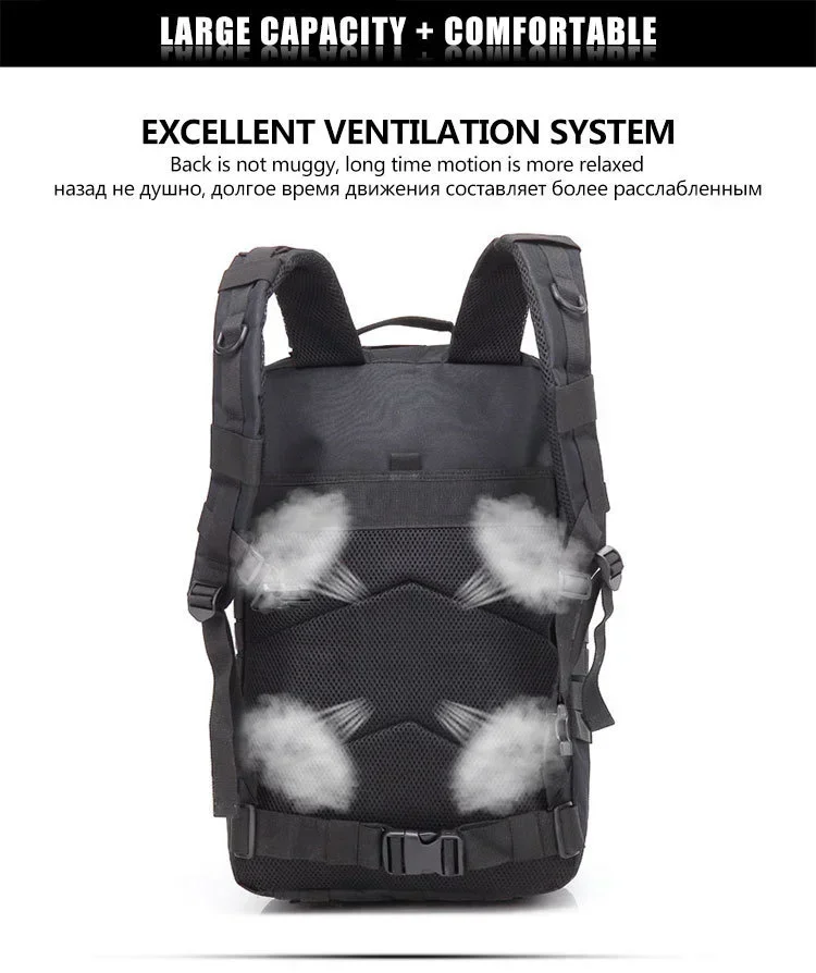 45L Herren Taktischer Rucksack Reisetasche Outdoor 3p Pack für Trekking Jagdtasche Campingausrüstung – Detail 5