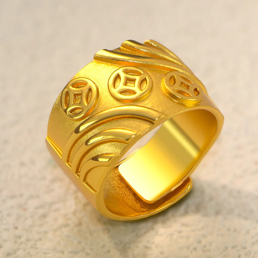 9999 gold exquisite ring - women's niche design - high-end style - adjustable opening finger ring