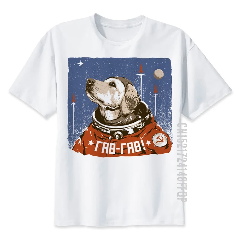 USSR CCCP T-shirt 100% Cotton Men The Soviet Union Russia Space T Shirt Male Short Sleeve TShirt Top Tees Dog Astronaut Cat