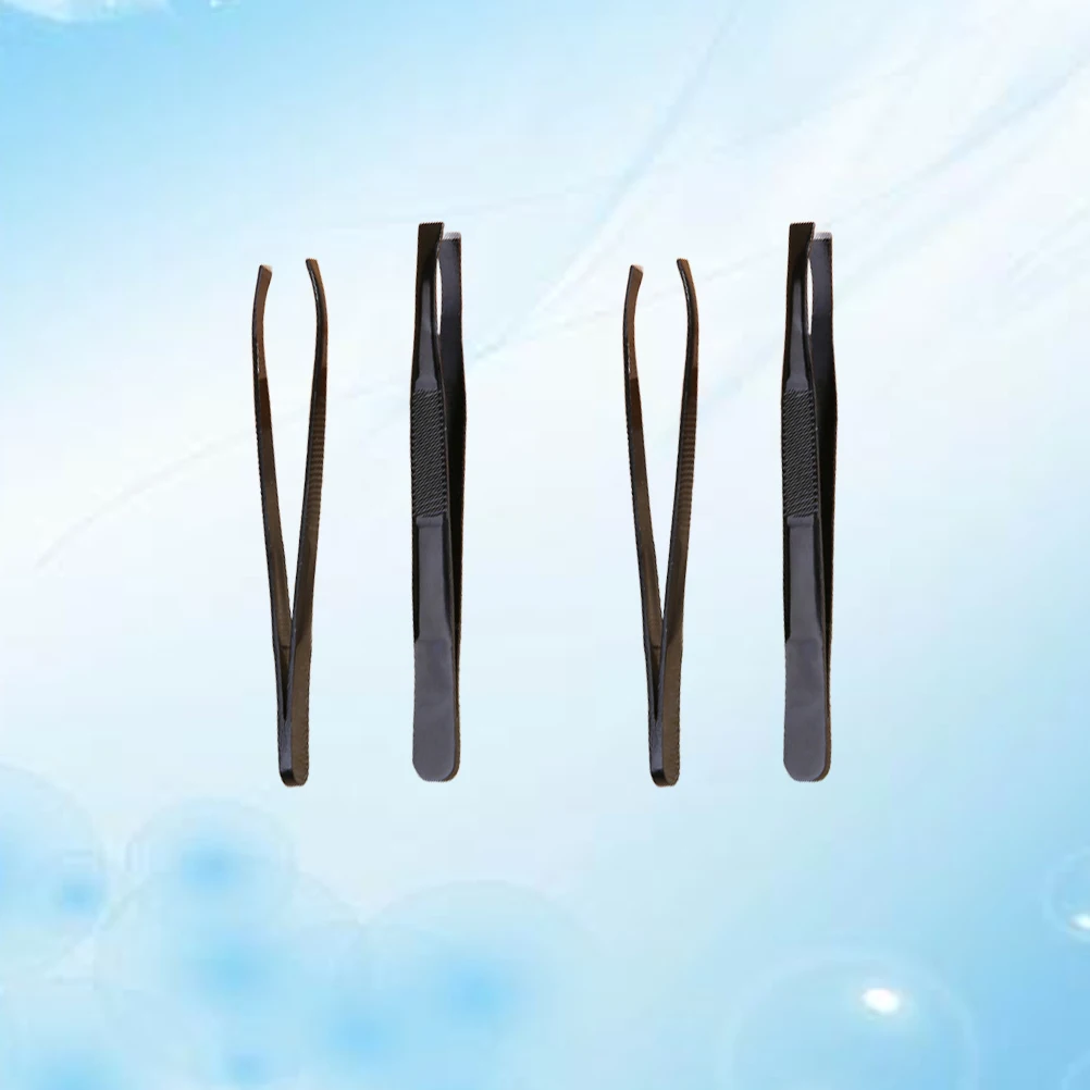 

4pcs Eyebrow Set Stainless Steel Tweezers Eyebrow Clamp Trimmer Shaping Tool Makeup Accessories Lightweight Portable