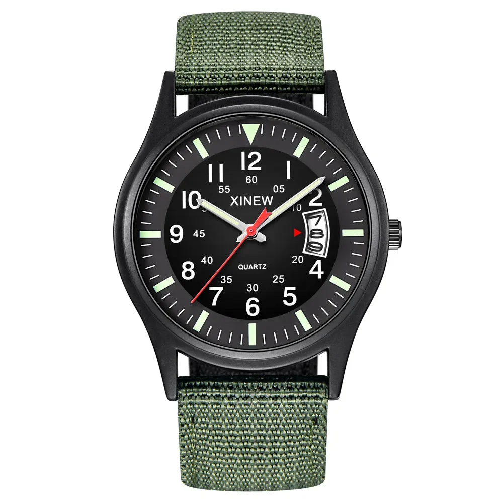 

Round Dial Nylon Strap Band Men Boy Military Army Date Quartz Wrist Watch Top Brand Luxury Waterproof Watch Relogio Masculino