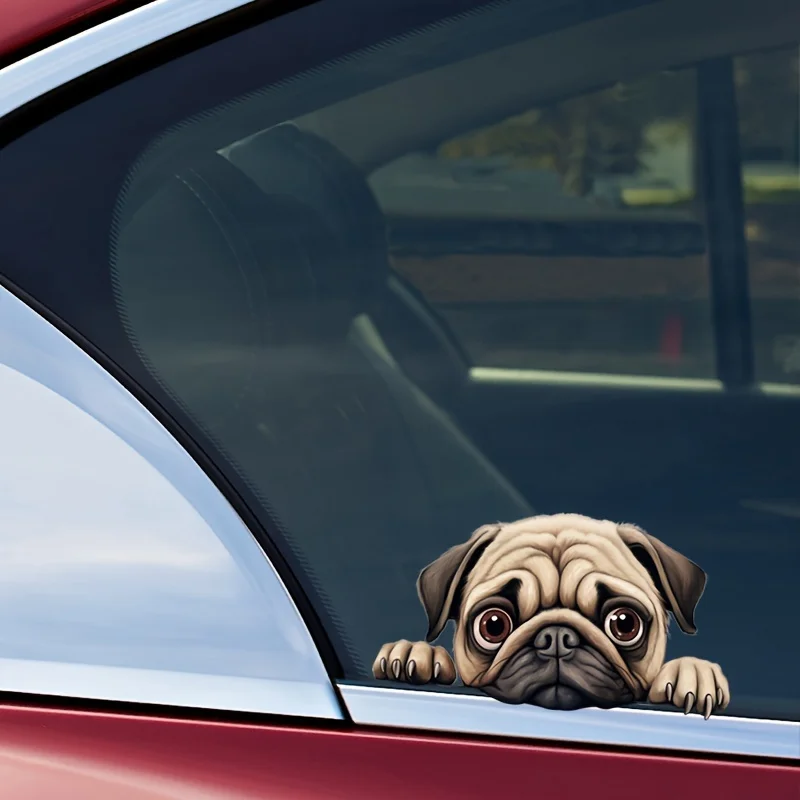 DK114# The Pug Lying on the Window Car Stickers Funny Creative Waterproof Vinyl Decal Motorcycle Decorative Accessories