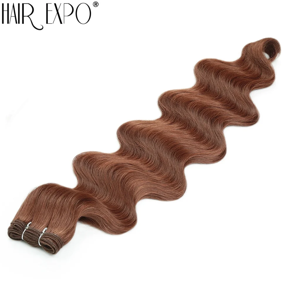 Body Wave Haarbündel 24 Zoll Piano Blonde Natürliche Synthetische Haarverlängerungen Ombre Dicker Pferdeschwanz Lockiges Haar zum Weben für Frauen – Detail 15