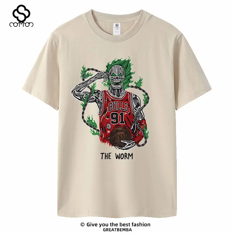 Big Bug Rodman Memorial Basketball Short Sleeve T-Shirt Large Size Loose Cartoon Trend American Casual Summer Men