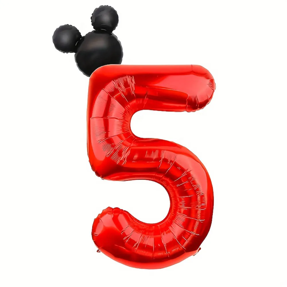 2 pièces 40 pouces rouge 0-9 numéros ballons en aluminium avec tête en forme de Mickey ballons enfants jouet joyeux anniversaire fête de mariage décorations