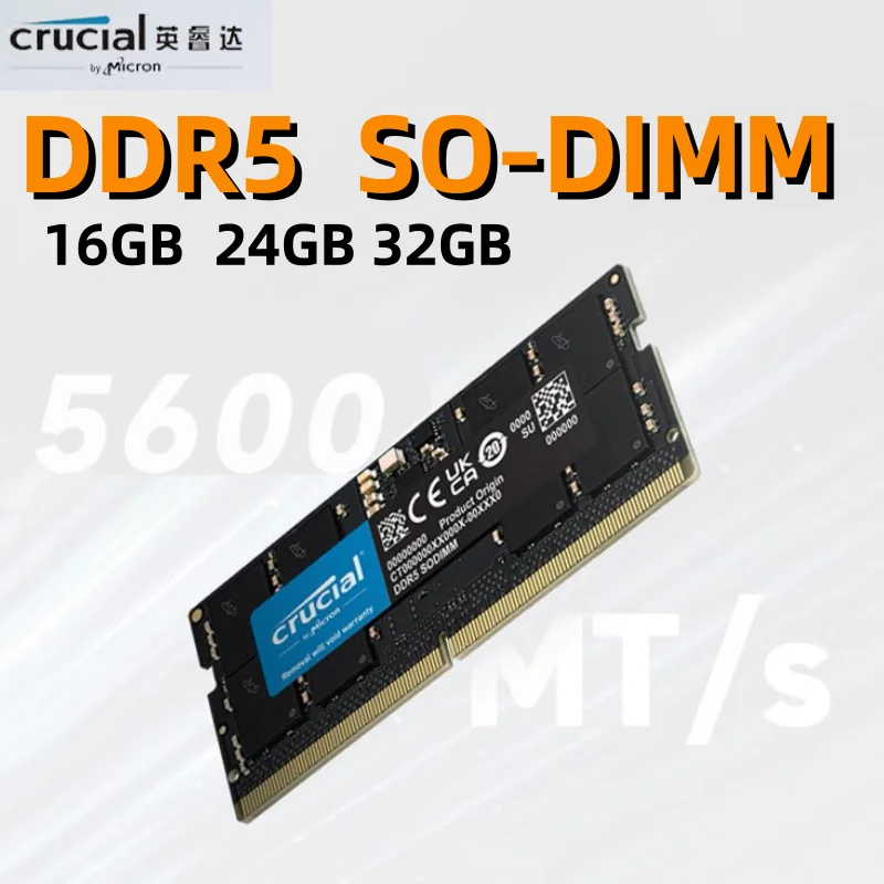 

Crucial DDR5 PC5 5600mhz laptop memory module ECC error correction 16G 24GB 32GB DDR5 5600MHz 262 Pin SO-DIMM