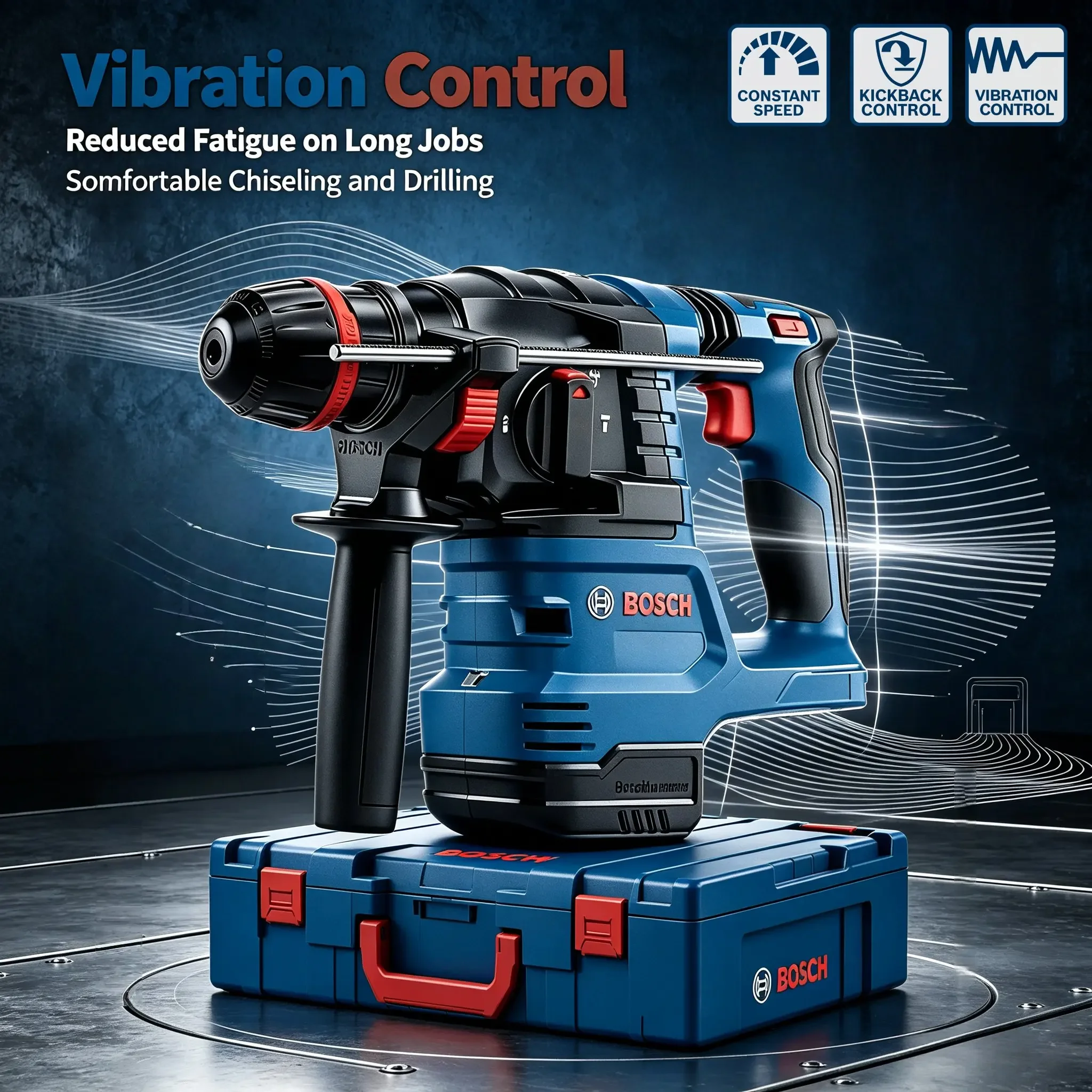 BOSCH GBH 18V-22X Cordless Rotary Hammer, SDS PLUS Professional 18V Brushless Impact Hammer Power Tool