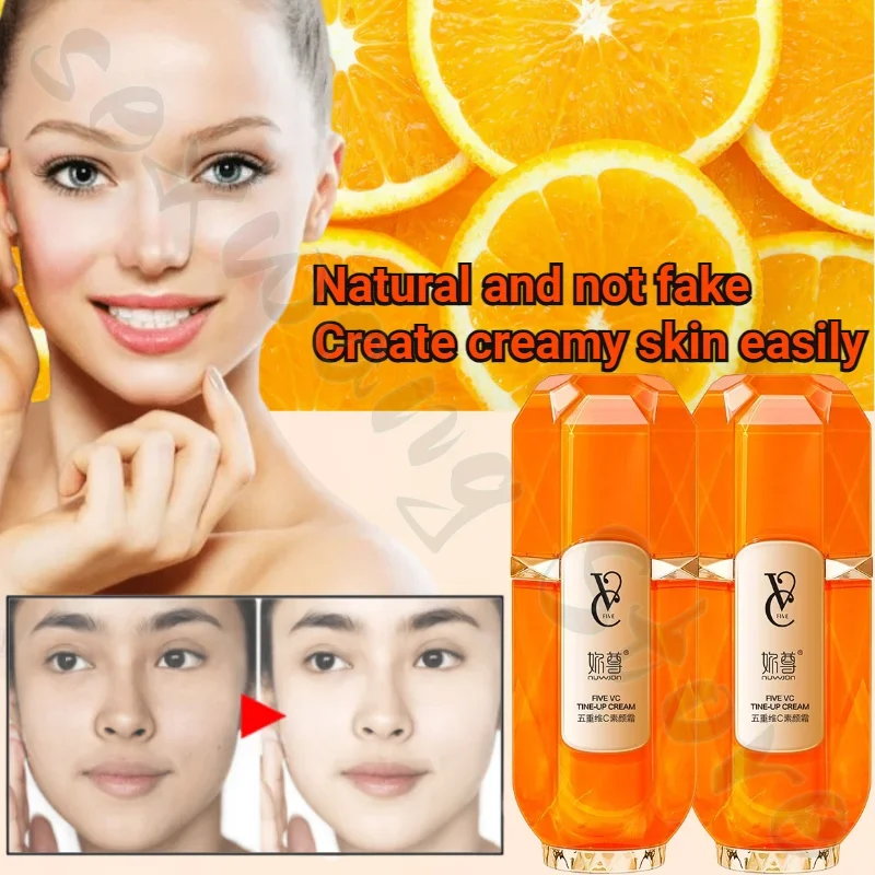 Five VC Plain Cream Concealer Isolation Brightening Skin Makeup Front Milk 4 in 1 Skin Whitening Cream 50g Primer Makeup