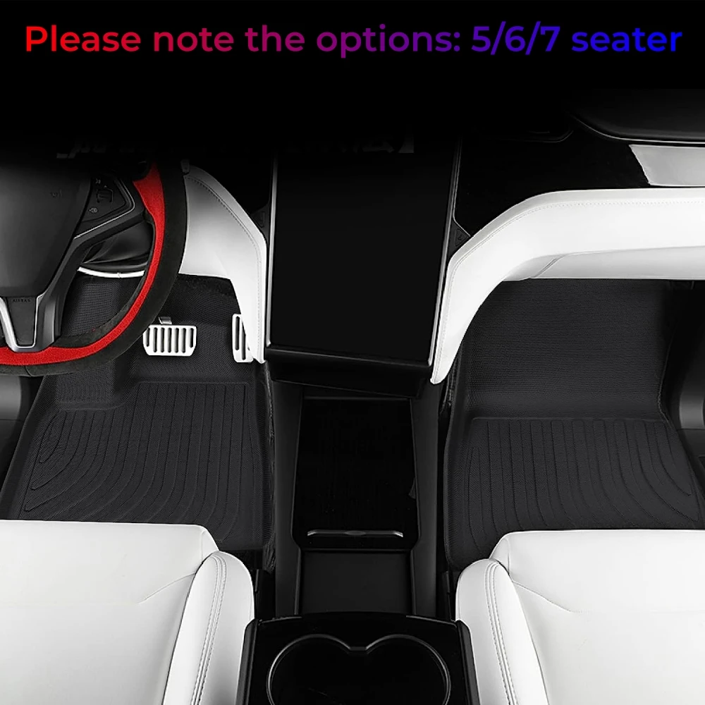 Für Tesla Model X Fußmatten 2021 2022 2023 2024 Model X 3D Allwetter Komplettset Bodenmatten Innenzubehör Linkslenker – Detail 7