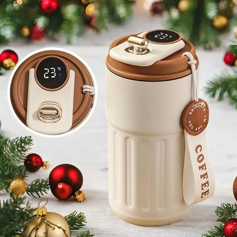 450ml Thermos Bottle Smart Display Temperature 316 Stainless Steel Vacuum Cup Office Coffee Cup Business Portable Thermal Mug