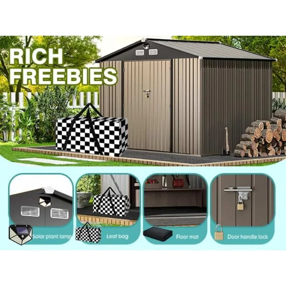 Metal Storage Shed,Outdoor Storage Building 10x8,Large Backyard Sheds with Lockable Doors,Waterproof Outside Storage Sheds