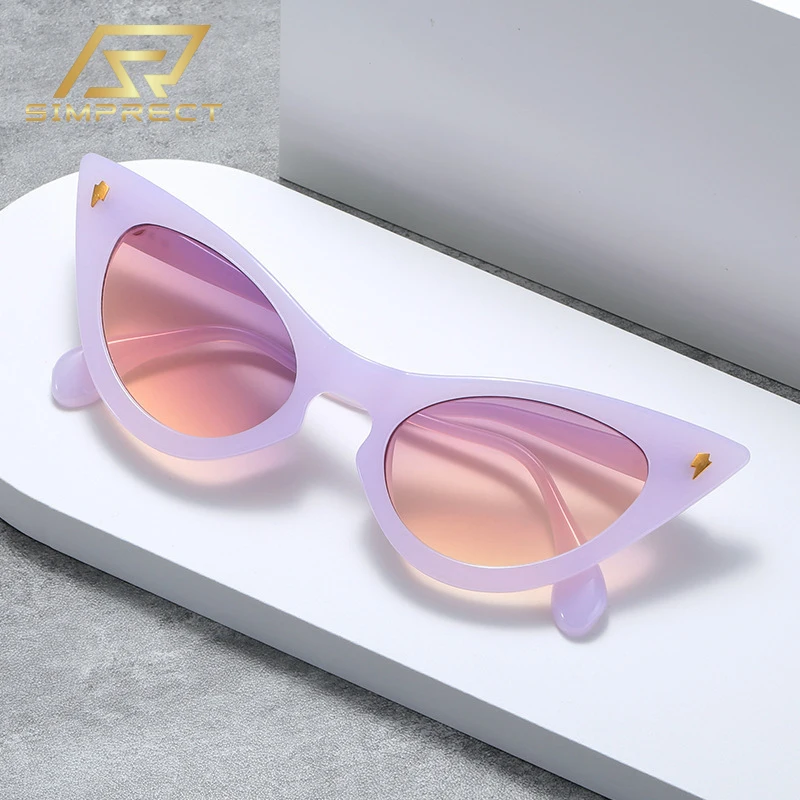 

SIMPRECT Fashion Cat Eye Sunglasses Women 2023 Luxury Brand Designer Quality UV Protection Sun Glasses Vintage Shades For Men