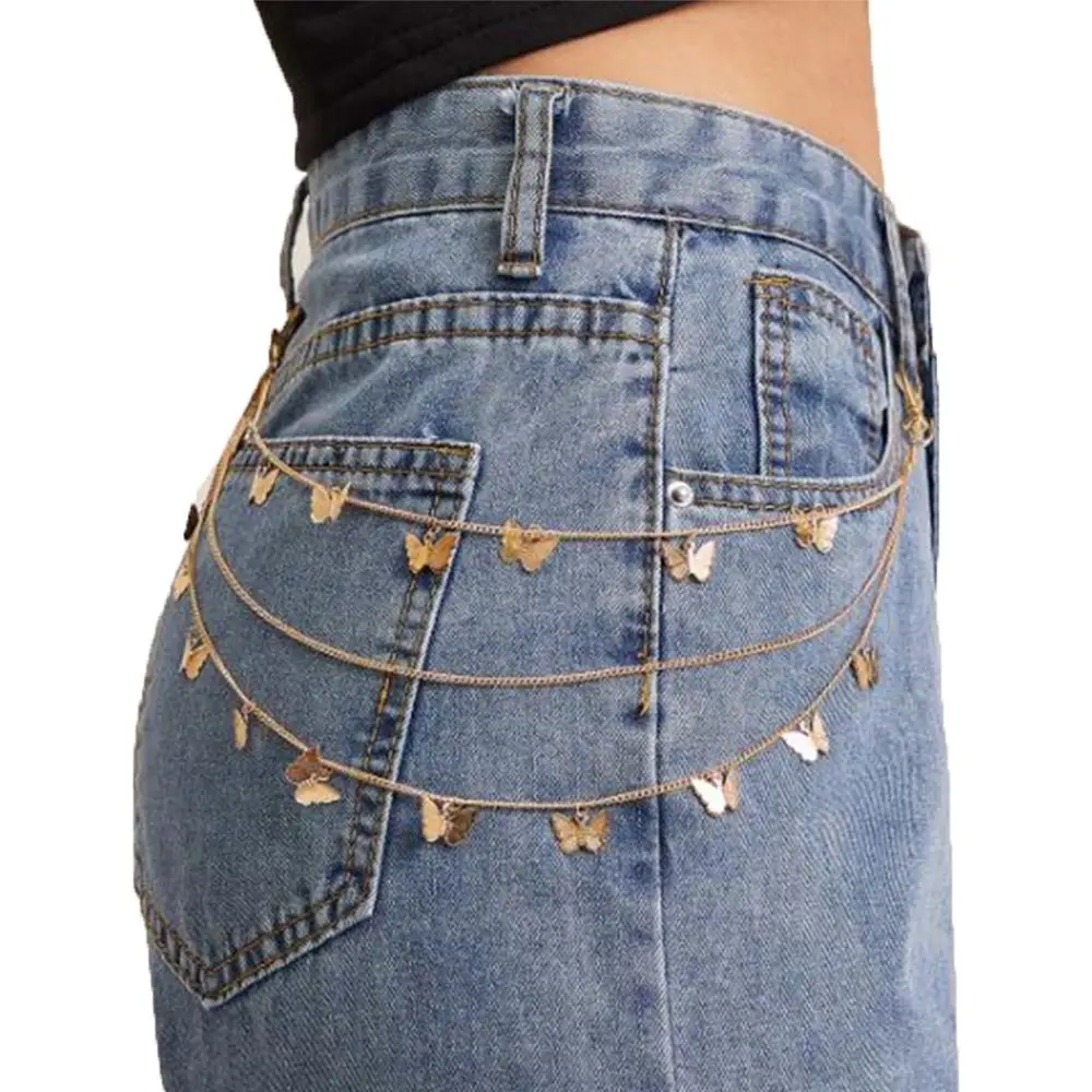 Waist Trendy Multi Layer Women Street Men Waistband Pants chain Waist Chain Butterfly Belts
