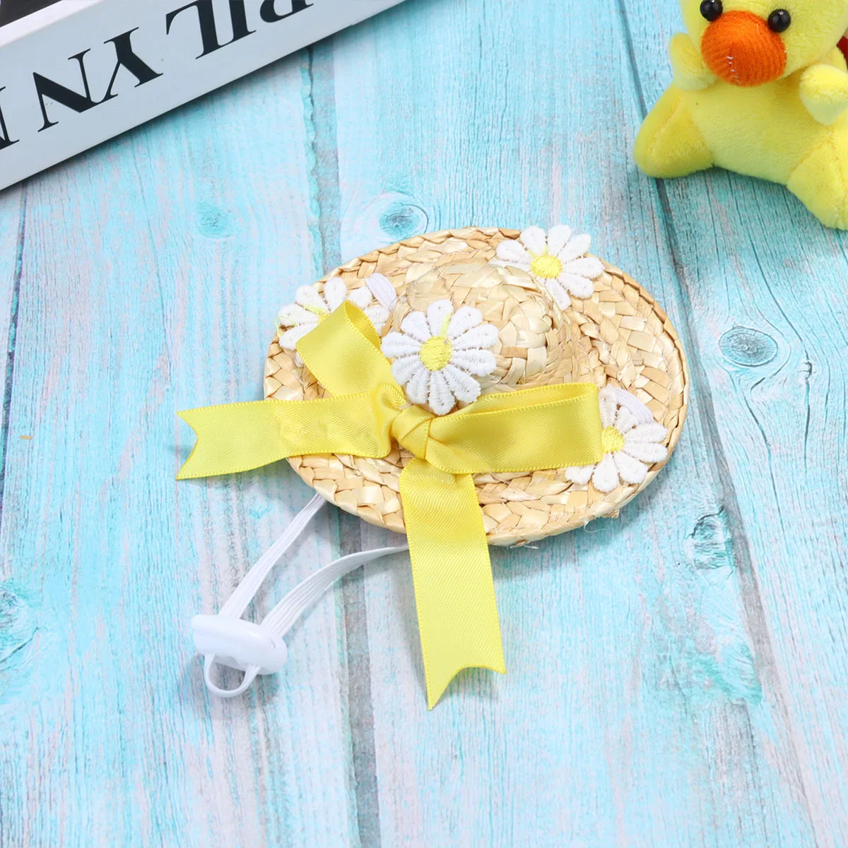 

1Pcs Pet Woven Hat Cute Straw Cat Cap Soft Adjustable Fit for Daily Use Festival Costume Chrysanthemum Pattern Pet Hat