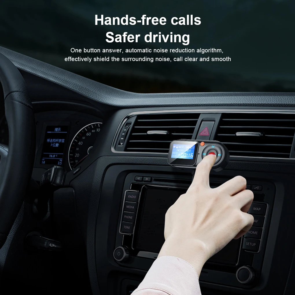 

Automobile Audio Adapter Portable Bluetooth-compatible LED Screen Double USB Cable Power TF Card Music Radio Transmitter