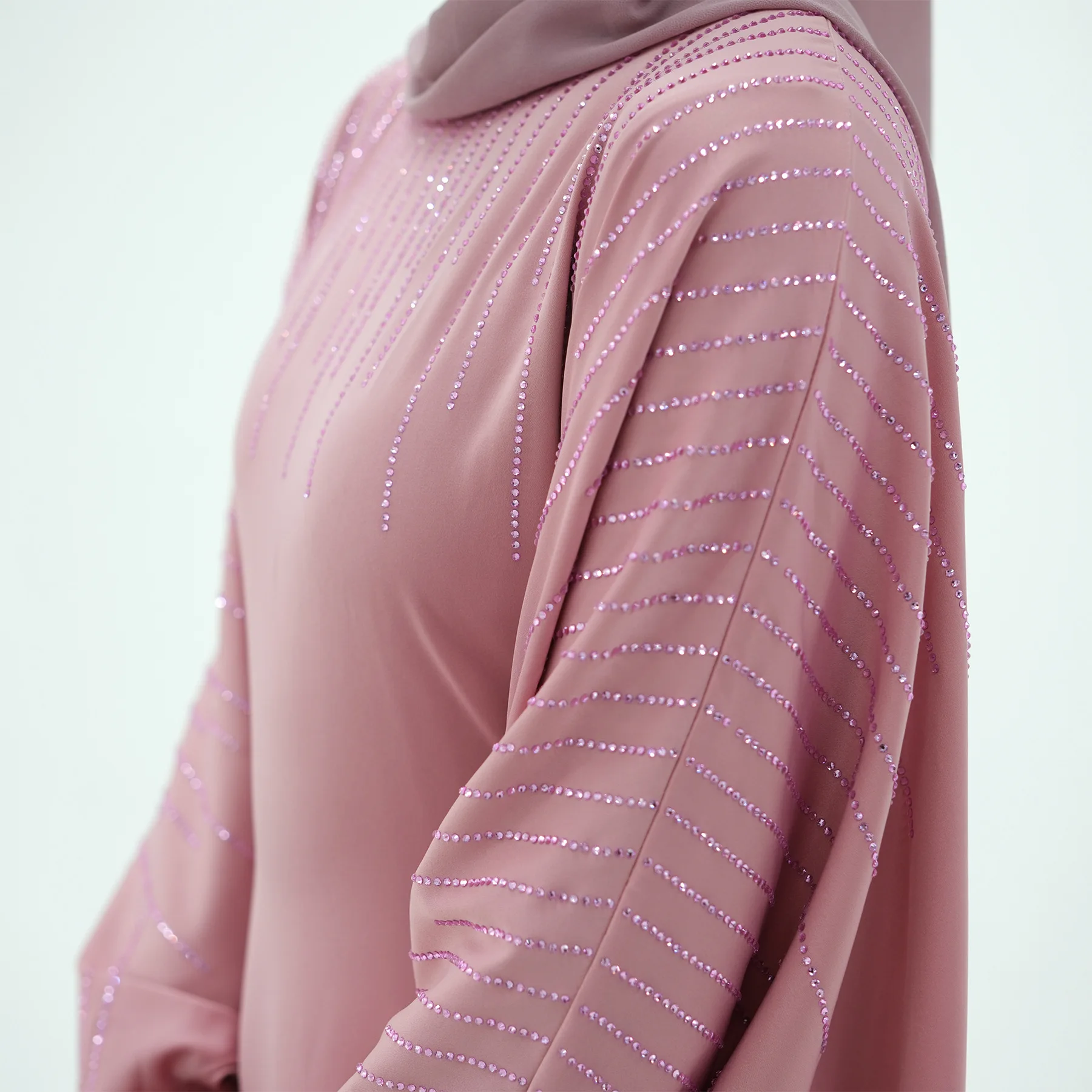 

Hijabi Kaftan Dress (No Scarf), Batwing Sleeves Built-in Belt Muslim Women Loose Abaya Dress, Party Ramadan Eid Islamic Clothing