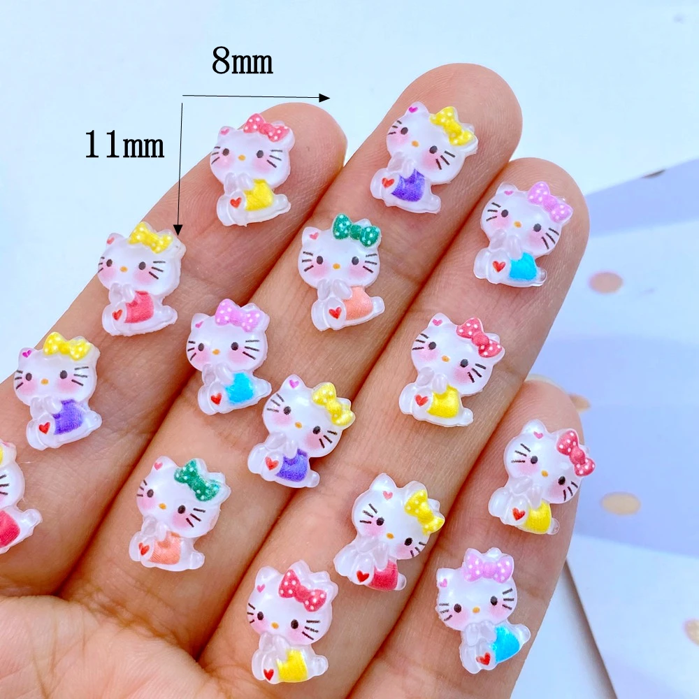 50 pieces of resin shiny mini color cartoon cat head nail art flat head rhinestone decal DIY scrapbook Fig craft