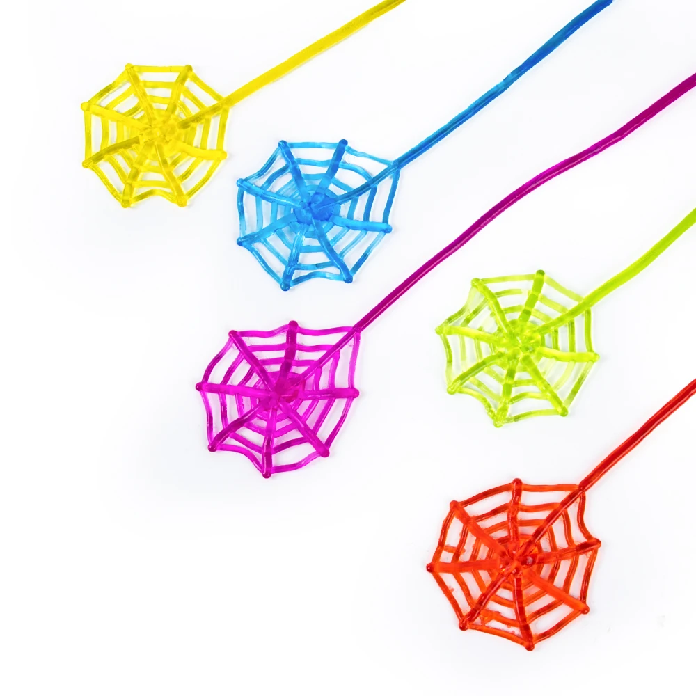 10/20/30Pcs Fun Colorful Stretchable Sticky Spider Web Climbing Toys Halloween Tricky Props Kids Birthday Party Gifts Favors