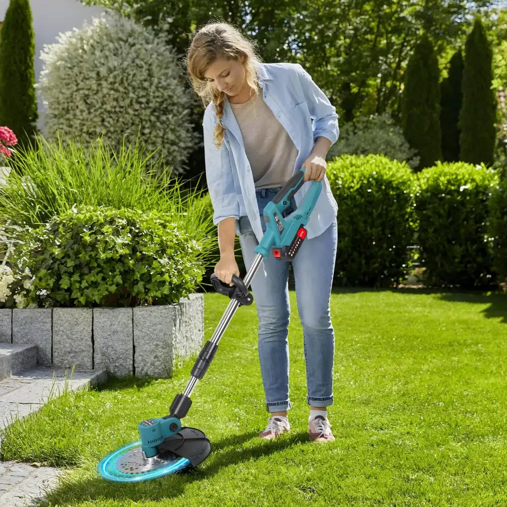 

9 Inch Weed Eater, Retractable Electric Weed Mower Trimmer, Battery Power Rechargeable Handheld Lawn Mower with Brushless Motor
