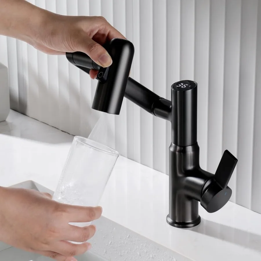 Smart Temperature Bathroom FaucetSingle Handle Bathroom Faucet Bathroom Sink Faucet Kitchen Faucet taps Matte Black