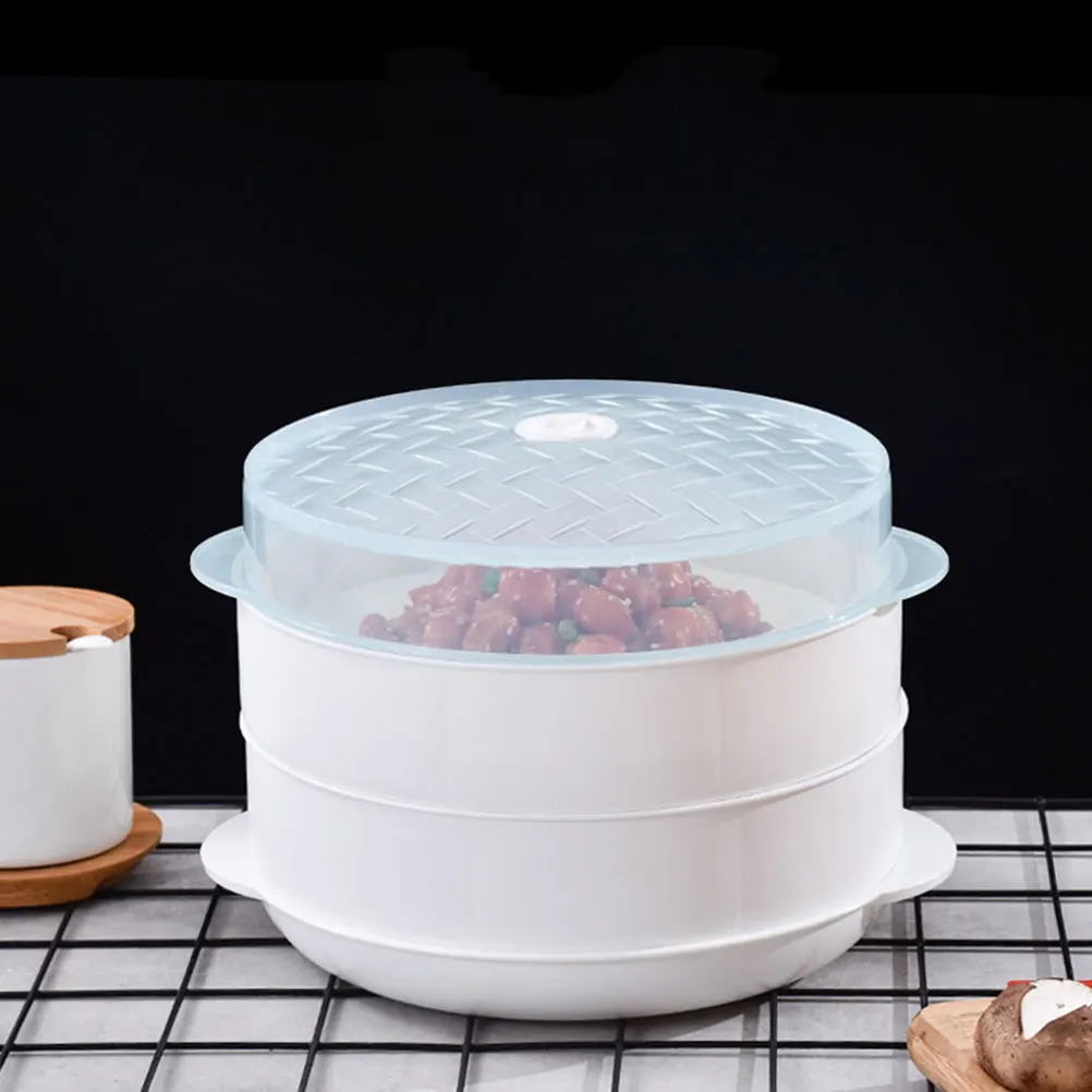

1 set Double Layer Box Microwave Food Steamer PP Heat Resistant Cooking Steamer Kitchen Supplies Vegetable Steaming Dish Kitchen