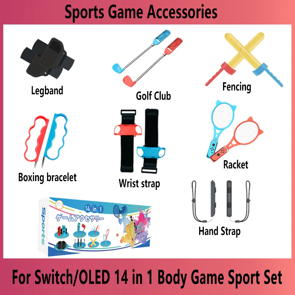 

14 in 1 For Nintendo Switch Game Accessories Set Joy-con Controller Dance Wrist Strap Sport Handle Grip Joystick Kit For Switch