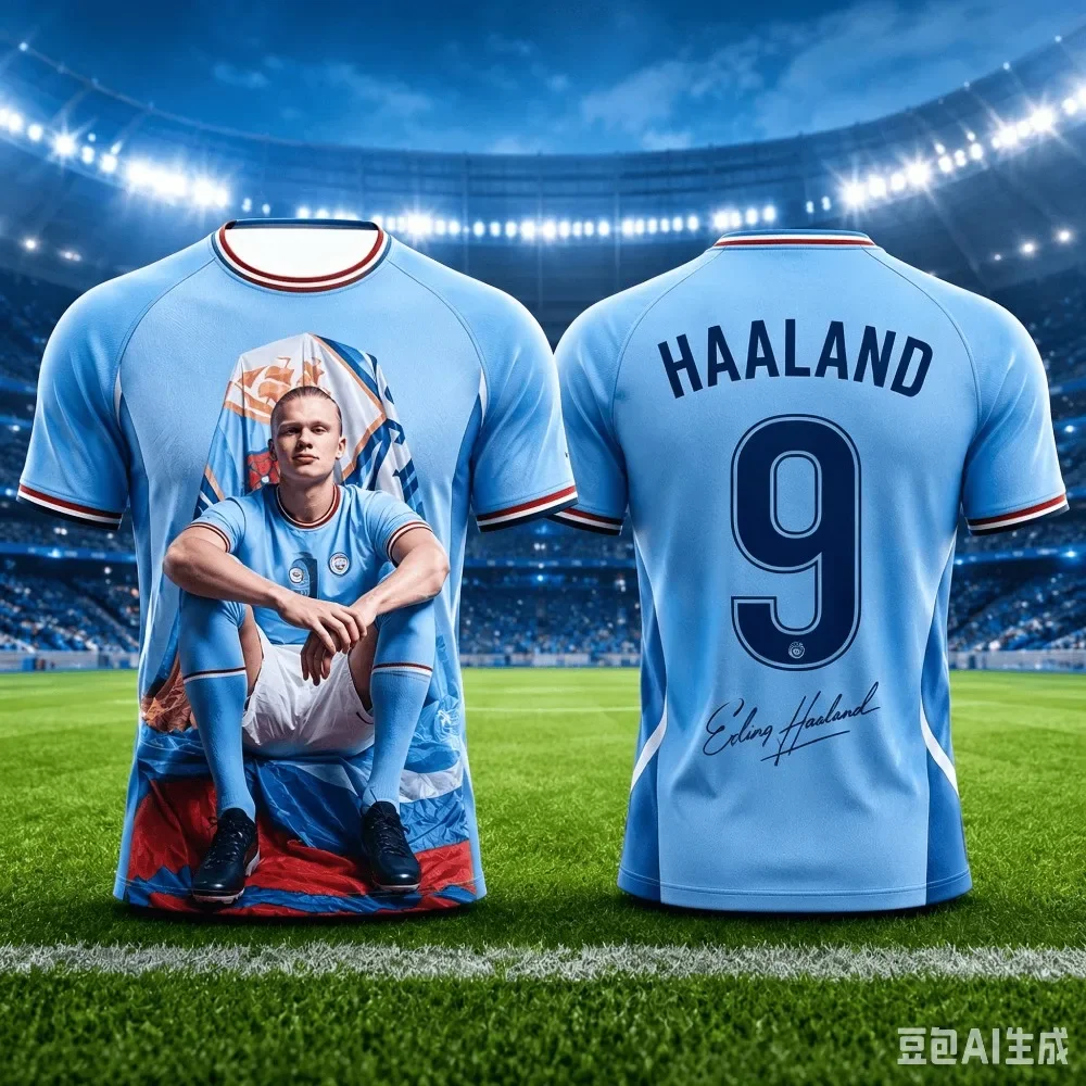 Camiseta y Jersey Deportivo de Fútbol para Niños con Estampado 3D de Verano de Haland, Ideal para Ropa Deportiva